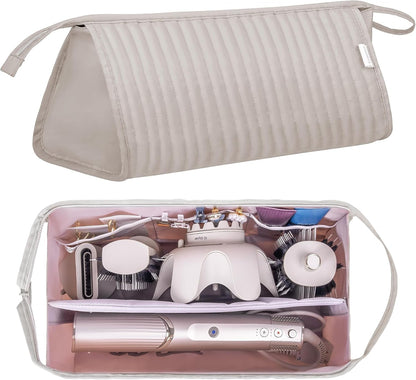 Dy son Air wrap Travel Case Hair Tools Travel Bag for Shark Flexstyle Carrying Case Portable Shark Hair Dryer Revlon Flat Curling Iron Organizer (Beige)