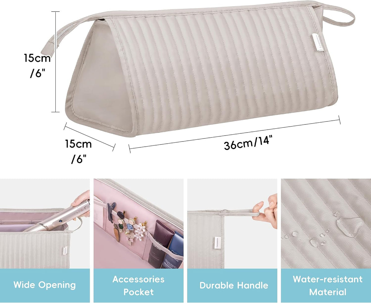 Dy son Air wrap Travel Case Hair Tools Travel Bag for Shark Flexstyle Carrying Case Portable Shark Hair Dryer Revlon Flat Curling Iron Organizer (Beige)