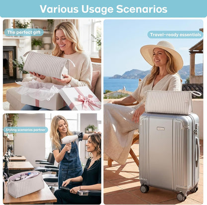 Dy son Air wrap Travel Case Hair Tools Travel Bag for Shark Flexstyle Carrying Case Portable Shark Hair Dryer Revlon Flat Curling Iron Organizer (Beige)