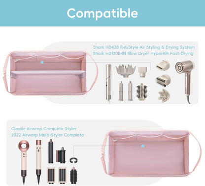 Dy son Air wrap Travel Case Hair Tools Travel Bag for Shark Flexstyle Carrying Case Portable Shark Hair Dryer Revlon Flat Curling Iron Organizer (Beige)