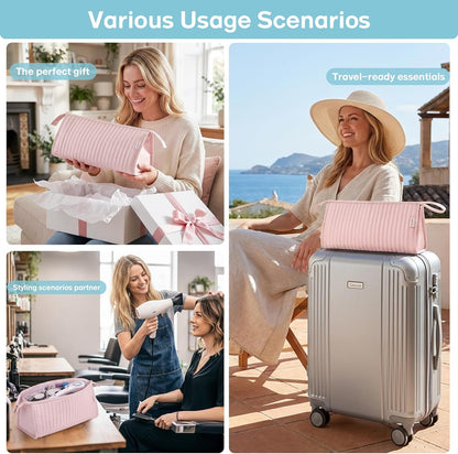Dy son Air wrap Travel Case Hair Tools Travel Bag for Shark Flexstyle Carrying Case Portable Shark Hair Dryer Revlon Flat Curling Iron Organizer (Beige)