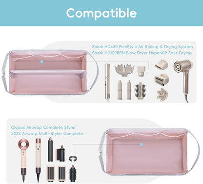 Dy son Air wrap Travel Case Hair Tools Travel Bag for Shark Flexstyle Carrying Case Portable Shark Hair Dryer Revlon Flat Curling Iron Organizer (Beige)