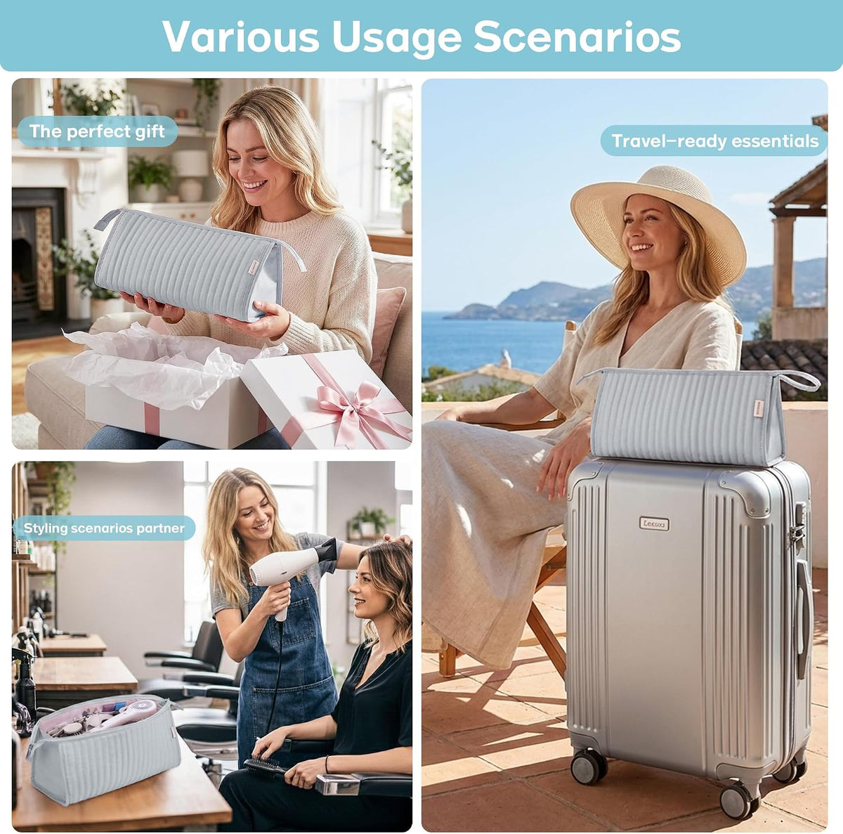 Dy son Air wrap Travel Case Hair Tools Travel Bag for Shark Flexstyle Carrying Case Portable Shark Hair Dryer Revlon Flat Curling Iron Organizer (Beige)