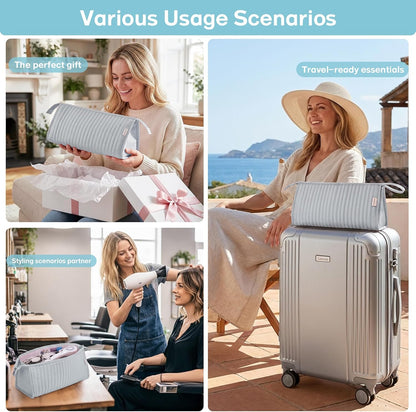 Dy son Air wrap Travel Case Hair Tools Travel Bag for Shark Flexstyle Carrying Case Portable Shark Hair Dryer Revlon Flat Curling Iron Organizer (Beige)