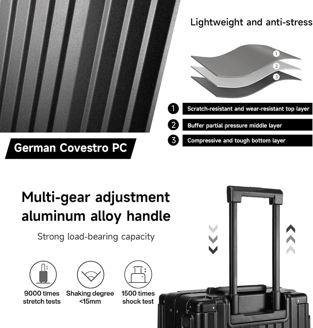 Hard Shell Carry On Luggage 22x14x9 Airline Approved,20 Inch Aluminum Luggage with 100% 3-Layer PC,Carry On Suitcases with Wheels,Cup Holder and USB Port