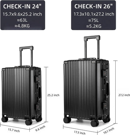 Hard Shell Carry On Luggage 22x14x9 Airline Approved,20 Inch Aluminum Luggage with 100% 3-Layer PC,Carry On Suitcases with Wheels,Cup Holder and USB Port