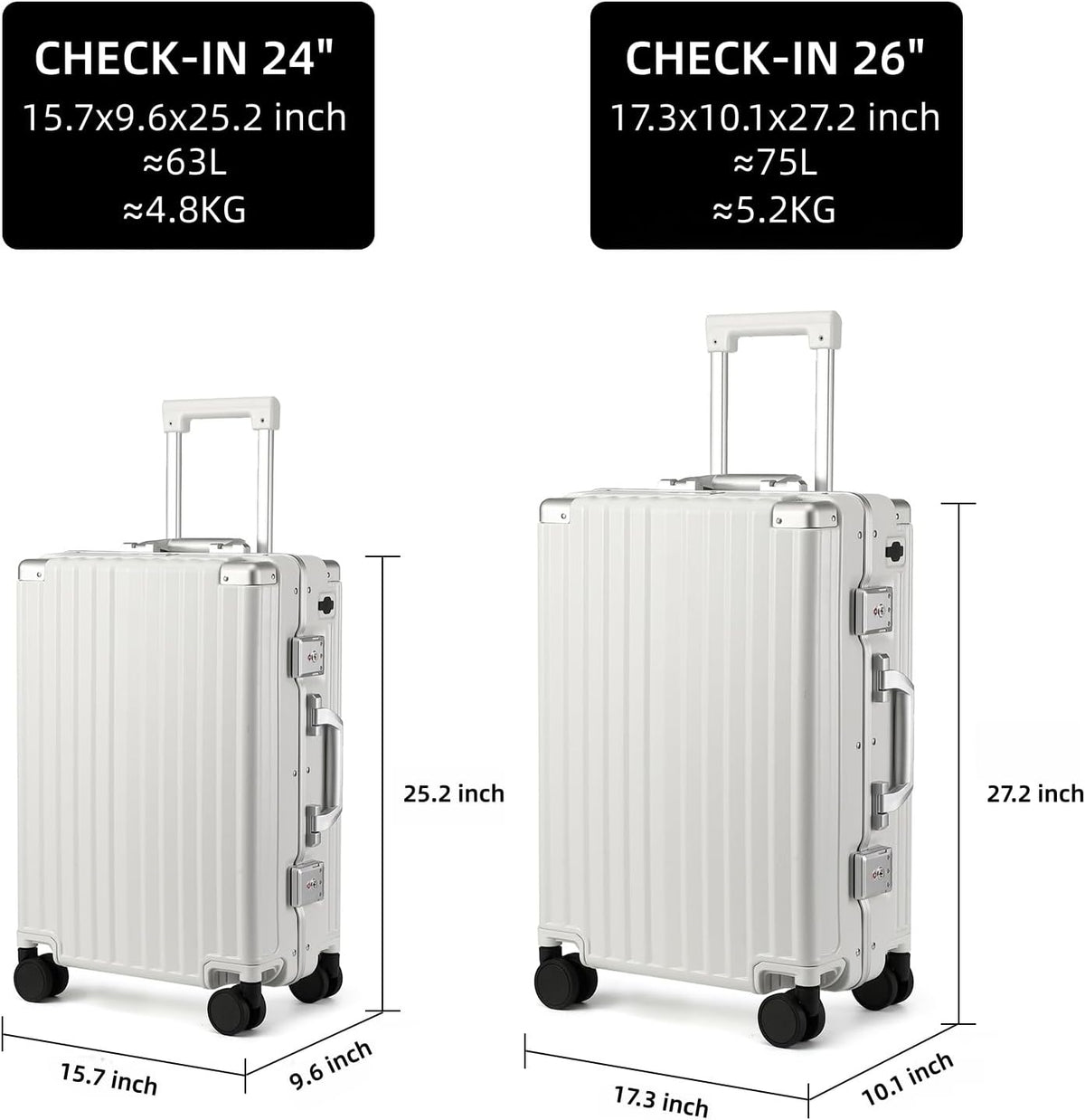 Hard Shell Carry On Luggage 22x14x9 Airline Approved,20 Inch Aluminum Luggage with 100% 3-Layer PC,Carry On Suitcases with Wheels,Cup Holder and USB Port
