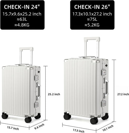 Hard Shell Carry On Luggage 22x14x9 Airline Approved,20 Inch Aluminum Luggage with 100% 3-Layer PC,Carry On Suitcases with Wheels,Cup Holder and USB Port