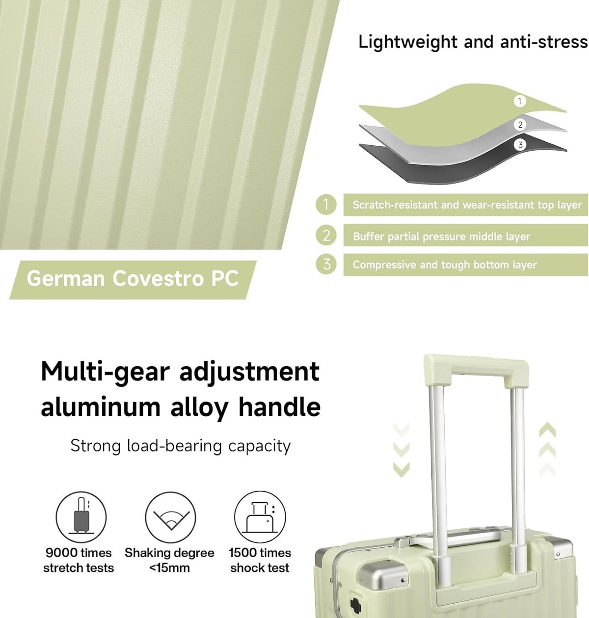Hard Shell Carry On Luggage 22x14x9 Airline Approved,20 Inch Aluminum Luggage with 100% 3-Layer PC,Carry On Suitcases with Wheels,Cup Holder and USB Port