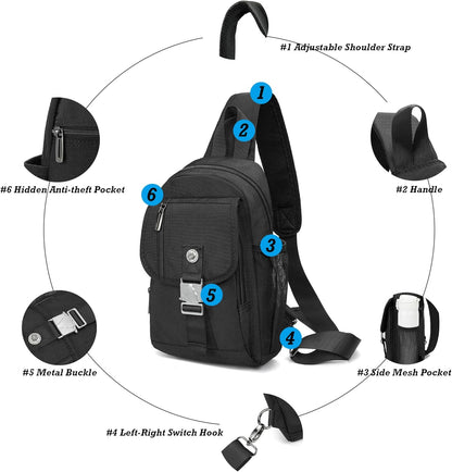 Sling Bag Chest Shoulder Backpack Crossbody Bags for Tablet Laptop Outdoor Hiking Men Women