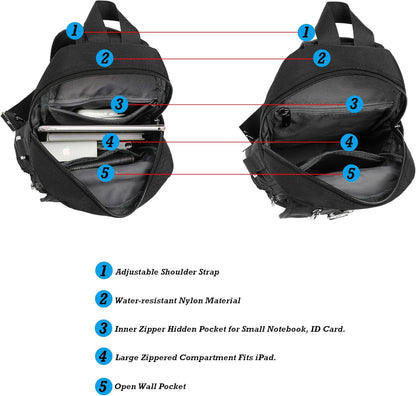 Sling Bag Chest Shoulder Backpack Crossbody Bags for Tablet Laptop Outdoor Hiking Men Women
