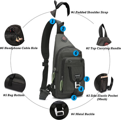 Sling Bag Chest Shoulder Backpack Crossbody Bags for Tablet Laptop Outdoor Hiking Men Women