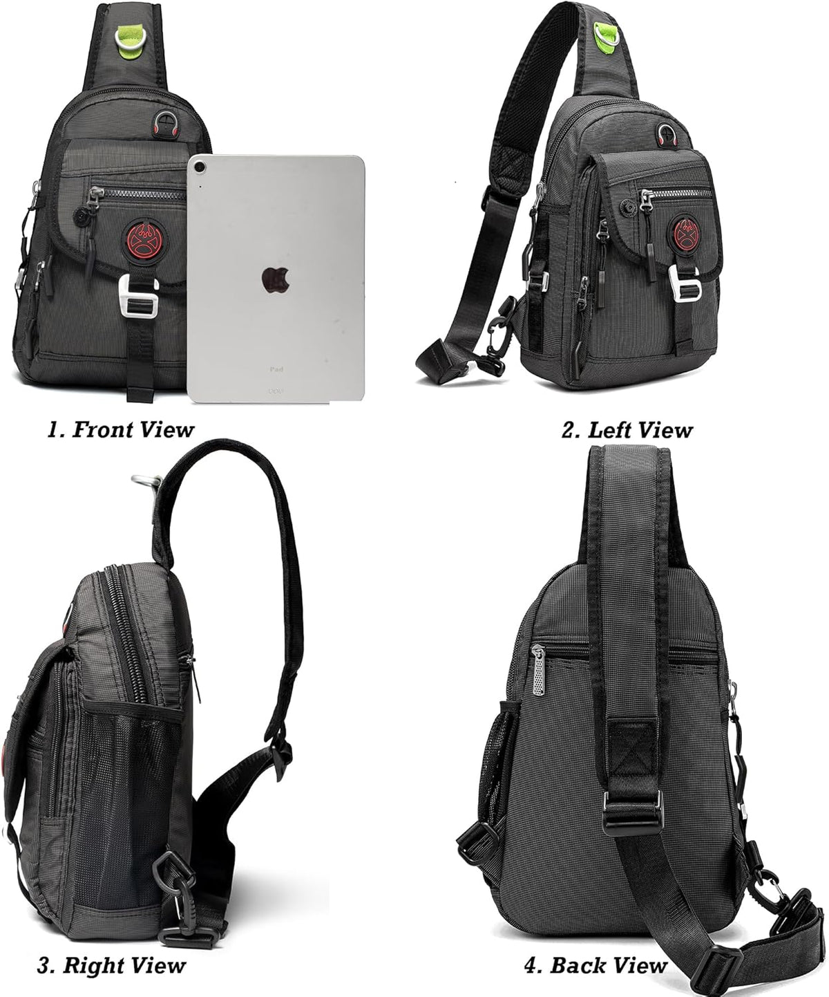 Sling Bag Chest Shoulder Backpack Crossbody Bags for Tablet Laptop Outdoor Hiking Men Women