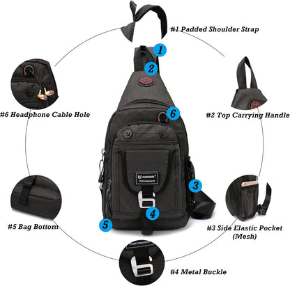 Sling Bag Chest Shoulder Backpack Crossbody Bags for Tablet Laptop Outdoor Hiking Men Women