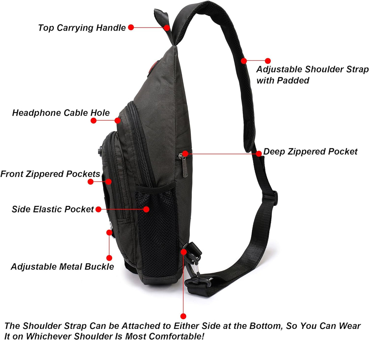 Sling Bag Chest Shoulder Backpack Crossbody Bags for Tablet Laptop Outdoor Hiking Men Women