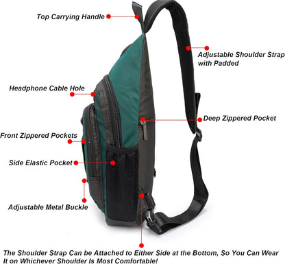 Sling Bag Chest Shoulder Backpack Crossbody Bags for Tablet Laptop Outdoor Hiking Men Women