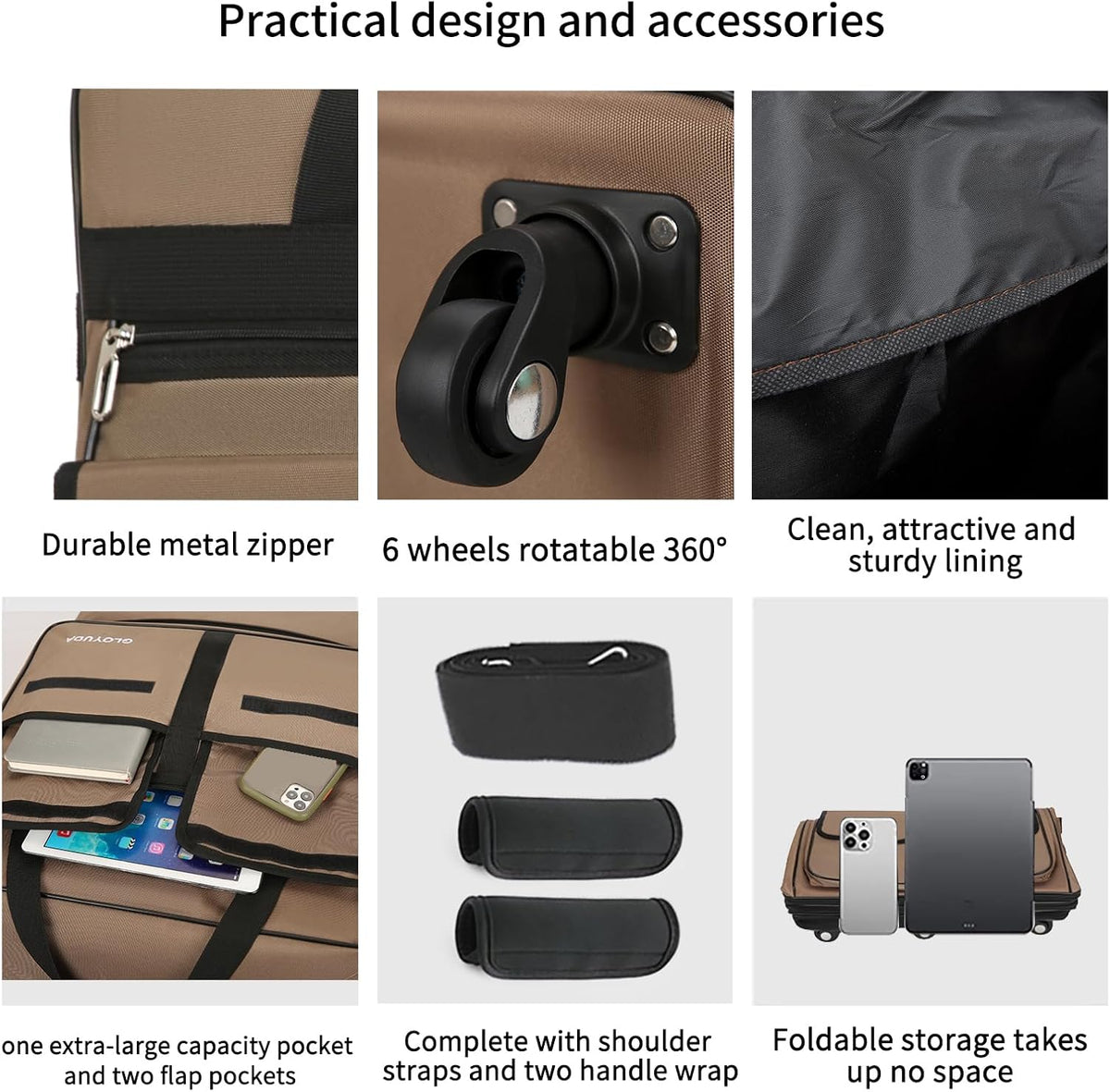 130L Expandable Luggage, 40 Inch Suitcase with Wheels, Collapsible Luggage with Wheels, Rolling Duffle Bag with wheels, Foldable Suitcasewith2Handle Wrap 2Fixing Straps 1Shoulder Strap (Green)