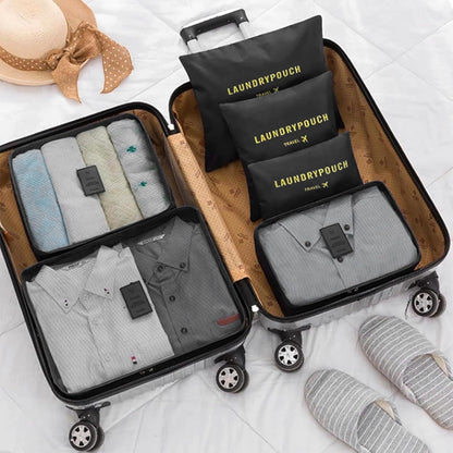 6 Set Packing Cubes Travel Compression Luggage Organizers Bag Lightweight Nylon Storage Bags for Suitcases Space-Saving Travel Accessories (Orange)