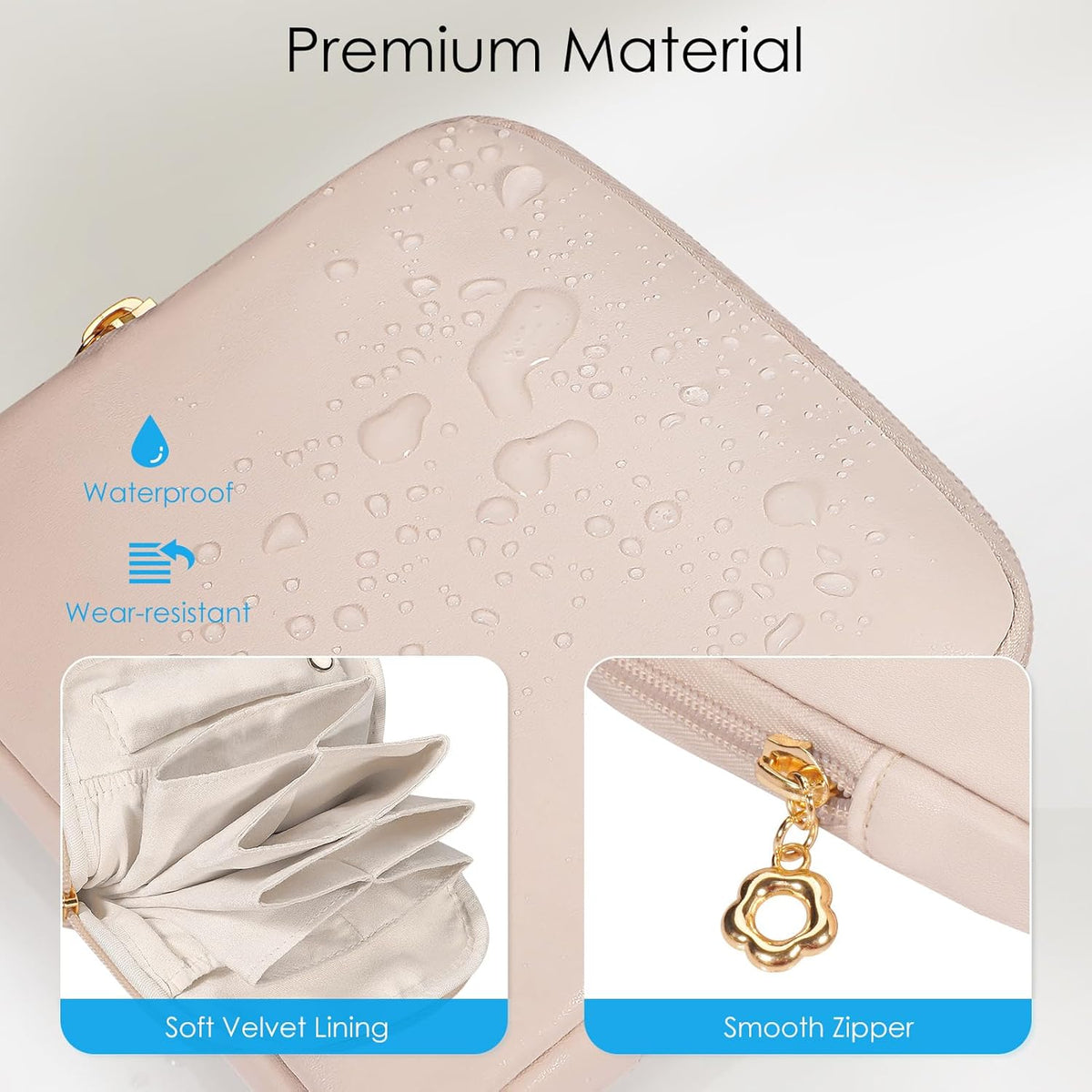 Small Travel Jewelry Case with Ring Holder, Mini Velvet Jewelry Pouch Bags, Compact Storage Organizer for Bracelet Necklaces Earrings Travel Essentials, Graduation Gift for Women (Cream White)