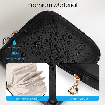 Small Travel Jewelry Case with Ring Holder, Mini Velvet Jewelry Pouch Bags, Compact Storage Organizer for Bracelet Necklaces Earrings Travel Essentials, Graduation Gift for Women (Cream White)