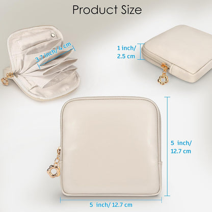 Small Travel Jewelry Case with Ring Holder, Mini Velvet Jewelry Pouch Bags, Compact Storage Organizer for Bracelet Necklaces Earrings Travel Essentials, Graduation Gift for Women (Cream White)