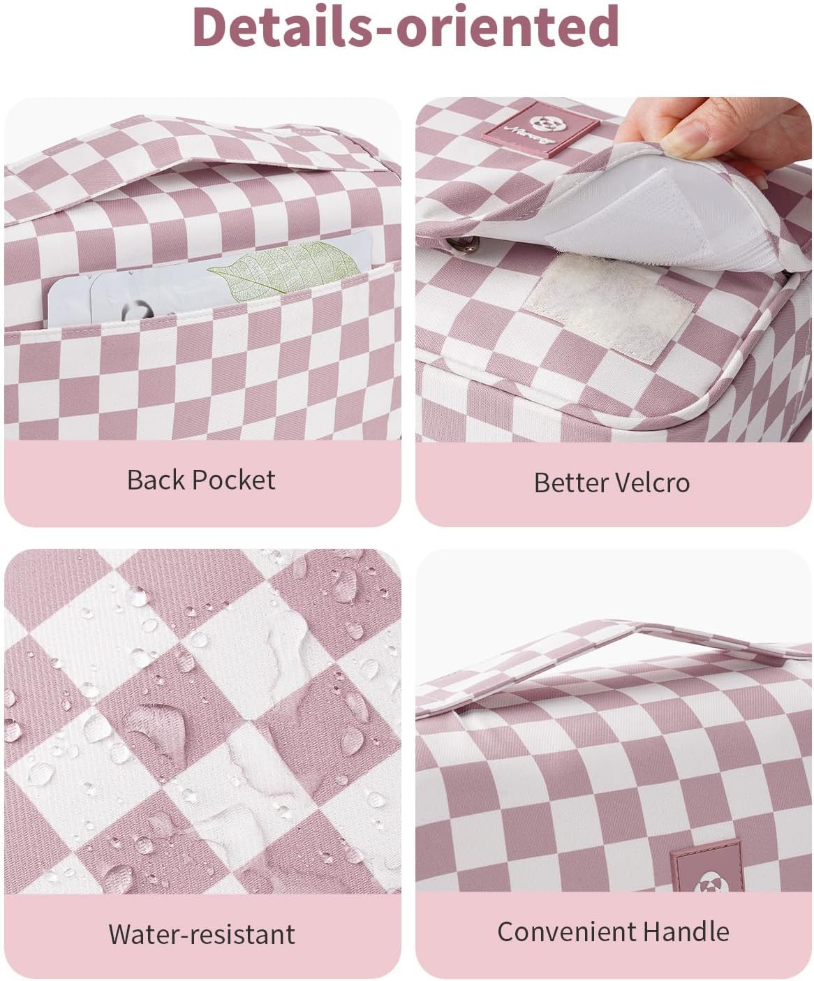 Small Hanging Toiletry Bag for Travel Women Girl, Striped Toiletries Travel Bag with Hook, Hanging Makeup Bag Organizer Make Up Cosmetic Bags, Gifts for Kids Teen (Mint Green Stripe)