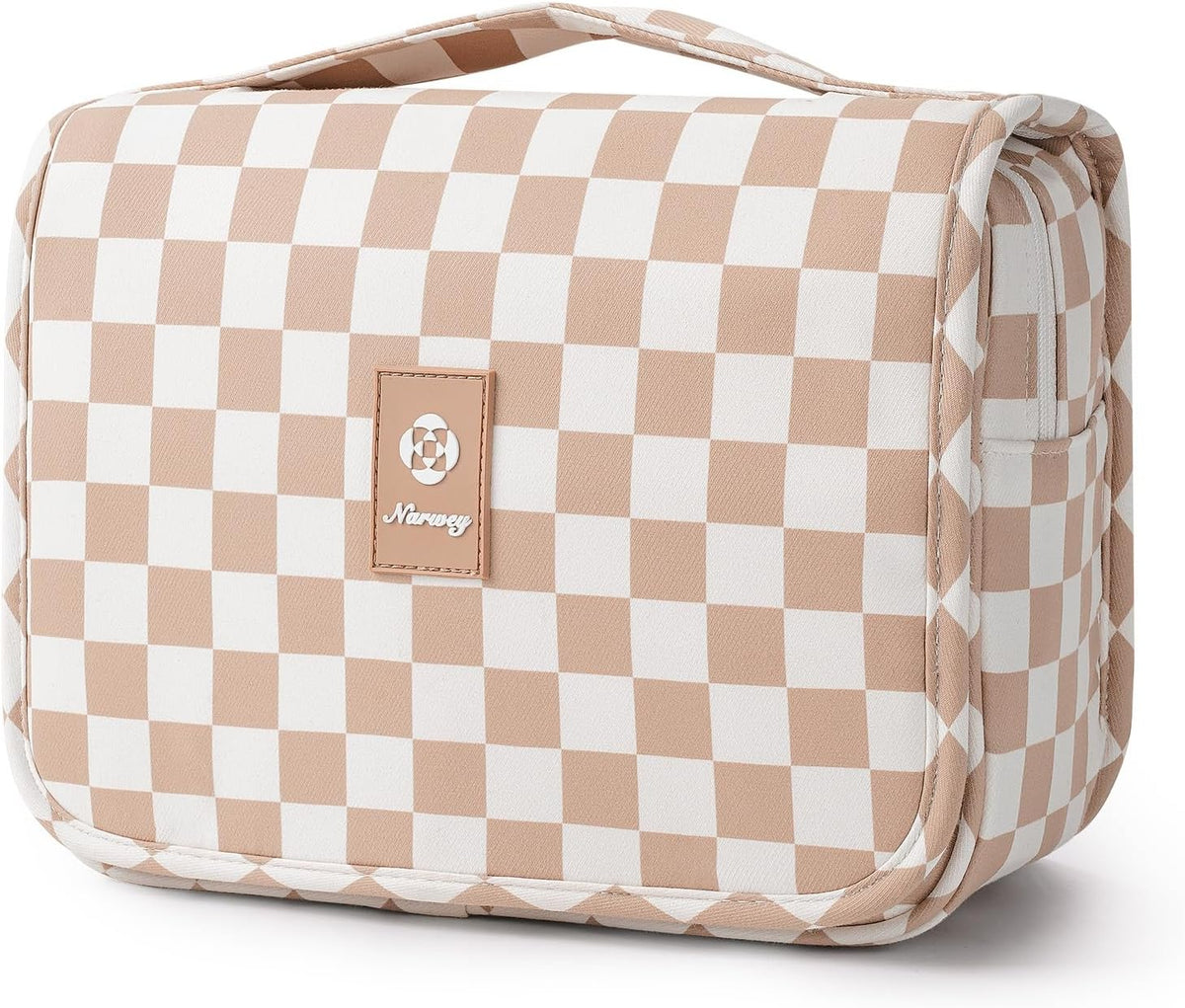 Small Hanging Toiletry Bag for Travel Women Girl, Striped Toiletries Travel Bag with Hook, Hanging Makeup Bag Organizer Make Up Cosmetic Bags, Gifts for Kids Teen (Mint Green Stripe)