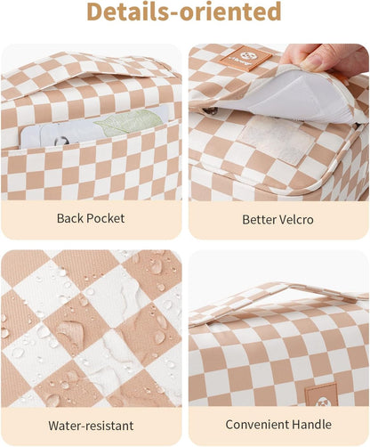 Small Hanging Toiletry Bag for Travel Women Girl, Striped Toiletries Travel Bag with Hook, Hanging Makeup Bag Organizer Make Up Cosmetic Bags, Gifts for Kids Teen (Mint Green Stripe)