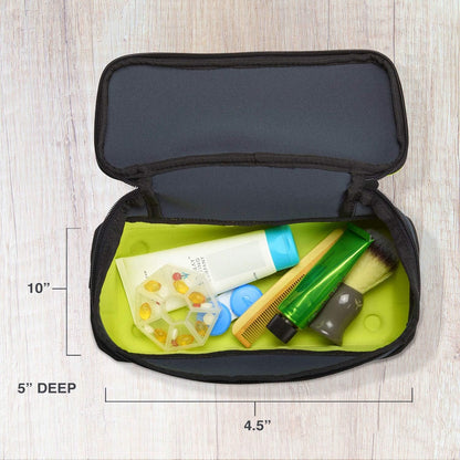 Travelflex Toiletry Kit, Makeup Bag, Shower Caddy + Travel Organizer for Luggage, Carry-on or Suitcase, Classic Side Zip, Charcoal