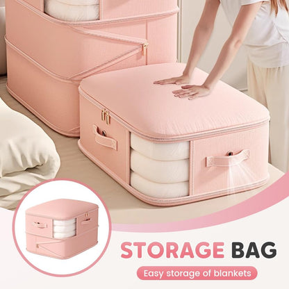 Ultra Space Saving Self Compression Organizers, Double Zipper Compression Packing Cubes for Bedding, Space Saving Roll Up Self Compression Organizer (Beige-2 Layers, 21.26 * 16.54 * 23.62 IN)