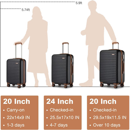 Carry On Luggage 22x14x9 Airline Approved Lightweight Hardside Suitcase with Spinner Wheels & Built-in TSA Lock (Navy, 20 Inch)