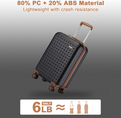 Carry On Luggage 22x14x9 Airline Approved Lightweight Hardside Suitcase with Spinner Wheels & Built-in TSA Lock (Navy, 20 Inch)