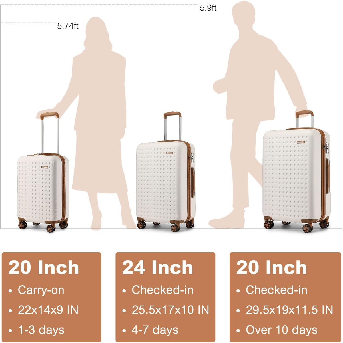 Carry On Luggage 22x14x9 Airline Approved Lightweight Hardside Suitcase with Spinner Wheels & Built-in TSA Lock (Navy, 20 Inch)