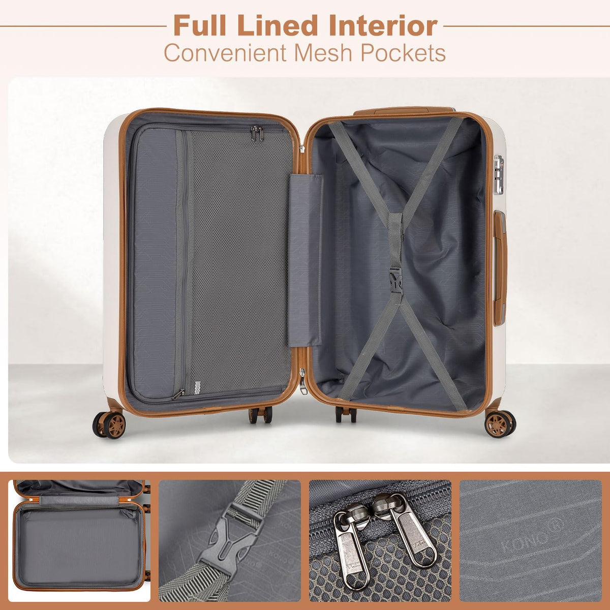 Carry On Luggage 22x14x9 Airline Approved Lightweight Hardside Suitcase with Spinner Wheels & Built-in TSA Lock (Navy, 20 Inch)