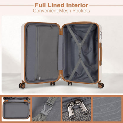 Carry On Luggage 22x14x9 Airline Approved Lightweight Hardside Suitcase with Spinner Wheels & Built-in TSA Lock (Navy, 20 Inch)
