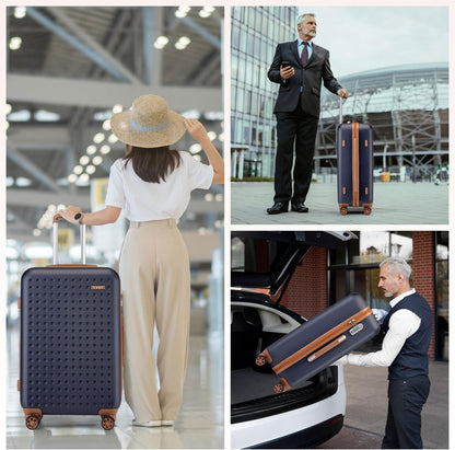 Carry On Luggage 22x14x9 Airline Approved Lightweight Hardside Suitcase with Spinner Wheels & Built-in TSA Lock (Navy, 20 Inch)