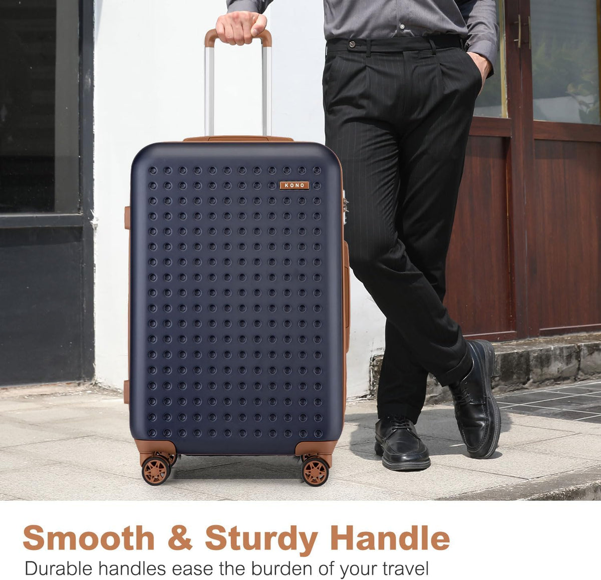 Carry On Luggage 22x14x9 Airline Approved Lightweight Hardside Suitcase with Spinner Wheels & Built-in TSA Lock (Navy, 20 Inch)
