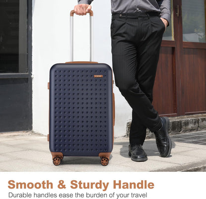 Carry On Luggage 22x14x9 Airline Approved Lightweight Hardside Suitcase with Spinner Wheels & Built-in TSA Lock (Navy, 20 Inch)