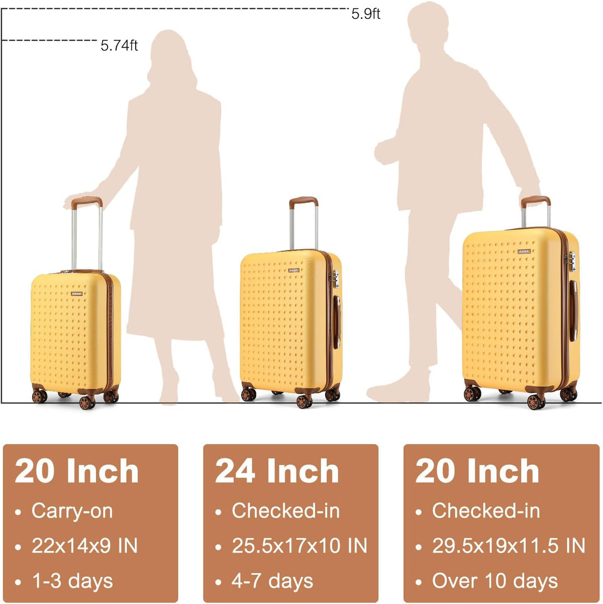 Carry On Luggage 22x14x9 Airline Approved Lightweight Hardside Suitcase with Spinner Wheels & Built-in TSA Lock (Navy, 20 Inch)