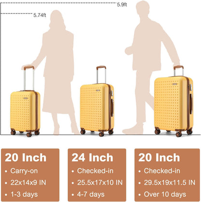 Carry On Luggage 22x14x9 Airline Approved Lightweight Hardside Suitcase with Spinner Wheels & Built-in TSA Lock (Navy, 20 Inch)
