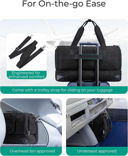 Medium Garment Bags for Travel, Convertible Travel Garment Duffle Bag Suit Bags for Women, 2 in 1 Garment Bags with Shoe Compartment