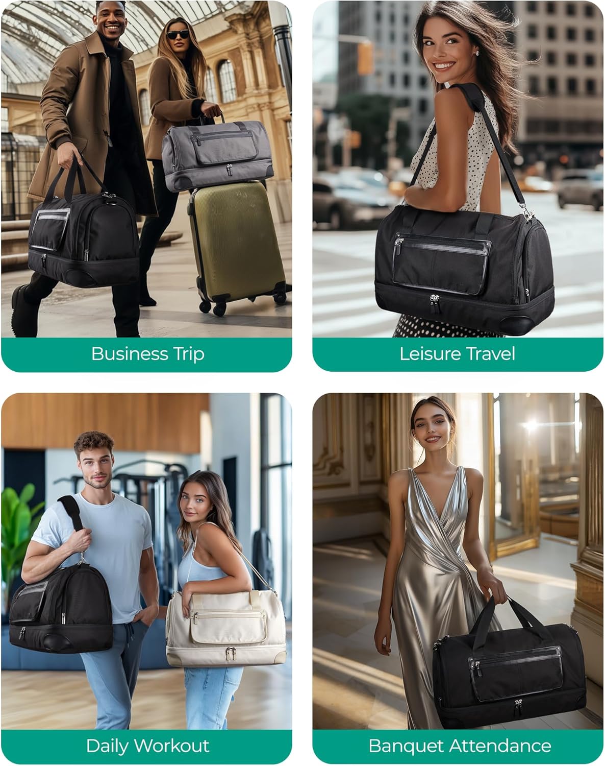 Medium Garment Bags for Travel, Convertible Travel Garment Duffle Bag Suit Bags for Women, 2 in 1 Garment Bags with Shoe Compartment