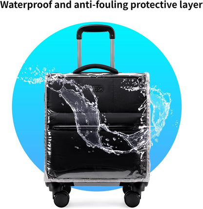 16 Inch Carry On Luggage with Tote Bag Luggage Sets Airline Approved TSA Lock Puffer Quilted Suitcases with Spinner Wheels Lightweight Soft Travel Luggage (Grey)
