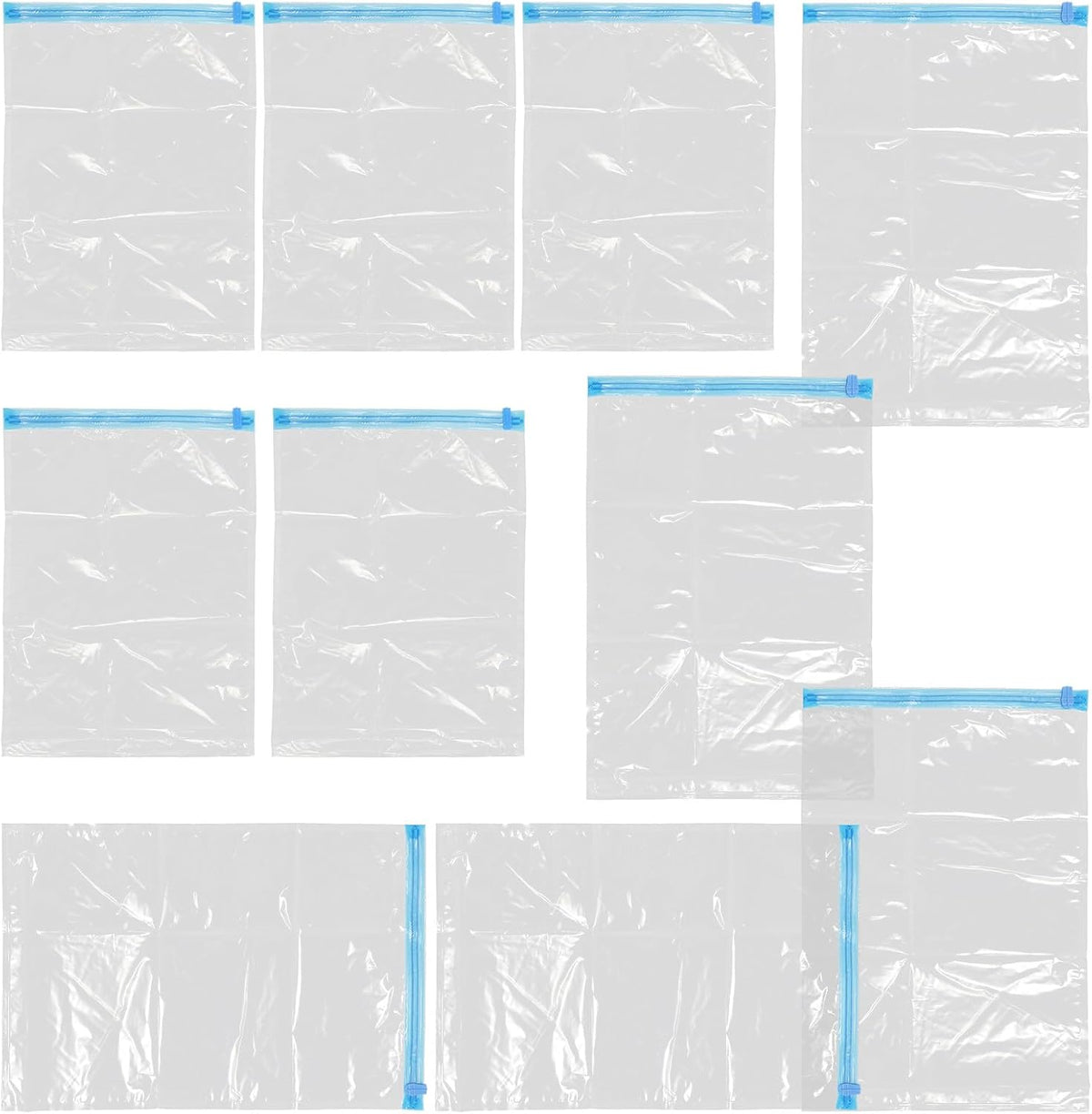 10pcs Hand Roll Vacuum Seal Clothes Bags Compression Storage Organizer for Travel and Luggage Space Saver Storage Bags Set with Small and Large Sizes Portable Clothing