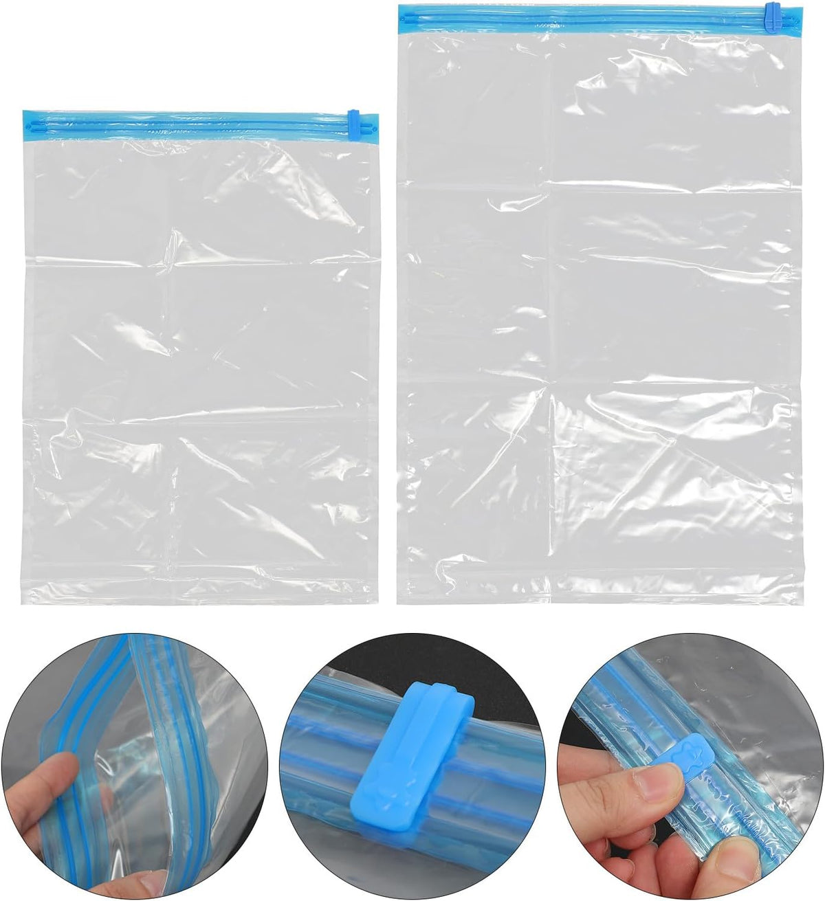 10pcs Hand Roll Vacuum Seal Clothes Bags Compression Storage Organizer for Travel and Luggage Space Saver Storage Bags Set with Small and Large Sizes Portable Clothing