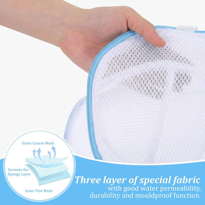 2 Pcs Bra Holder for Washing Machine,Blue,A Cups | Bra Washer Protector for Laundry with Portable Handle,Bra Wash Bag with Zipper for Washing Delicates Underwear Brassiere