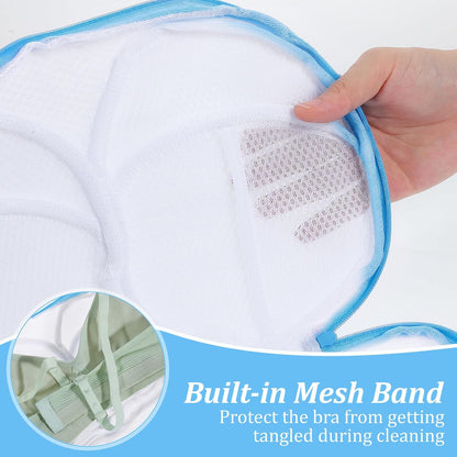 2 Pcs Bra Holder for Washing Machine,Blue,A Cups | Bra Washer Protector for Laundry with Portable Handle,Bra Wash Bag with Zipper for Washing Delicates Underwear Brassiere