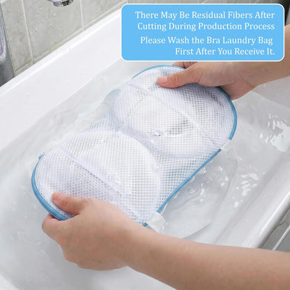 2 Pcs Bra Holder for Washing Machine,Blue,A Cups | Bra Washer Protector for Laundry with Portable Handle,Bra Wash Bag with Zipper for Washing Delicates Underwear Brassiere