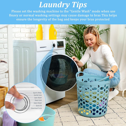 2 Pcs Bra Holder for Washing Machine,Blue,A Cups | Bra Washer Protector for Laundry with Portable Handle,Bra Wash Bag with Zipper for Washing Delicates Underwear Brassiere
