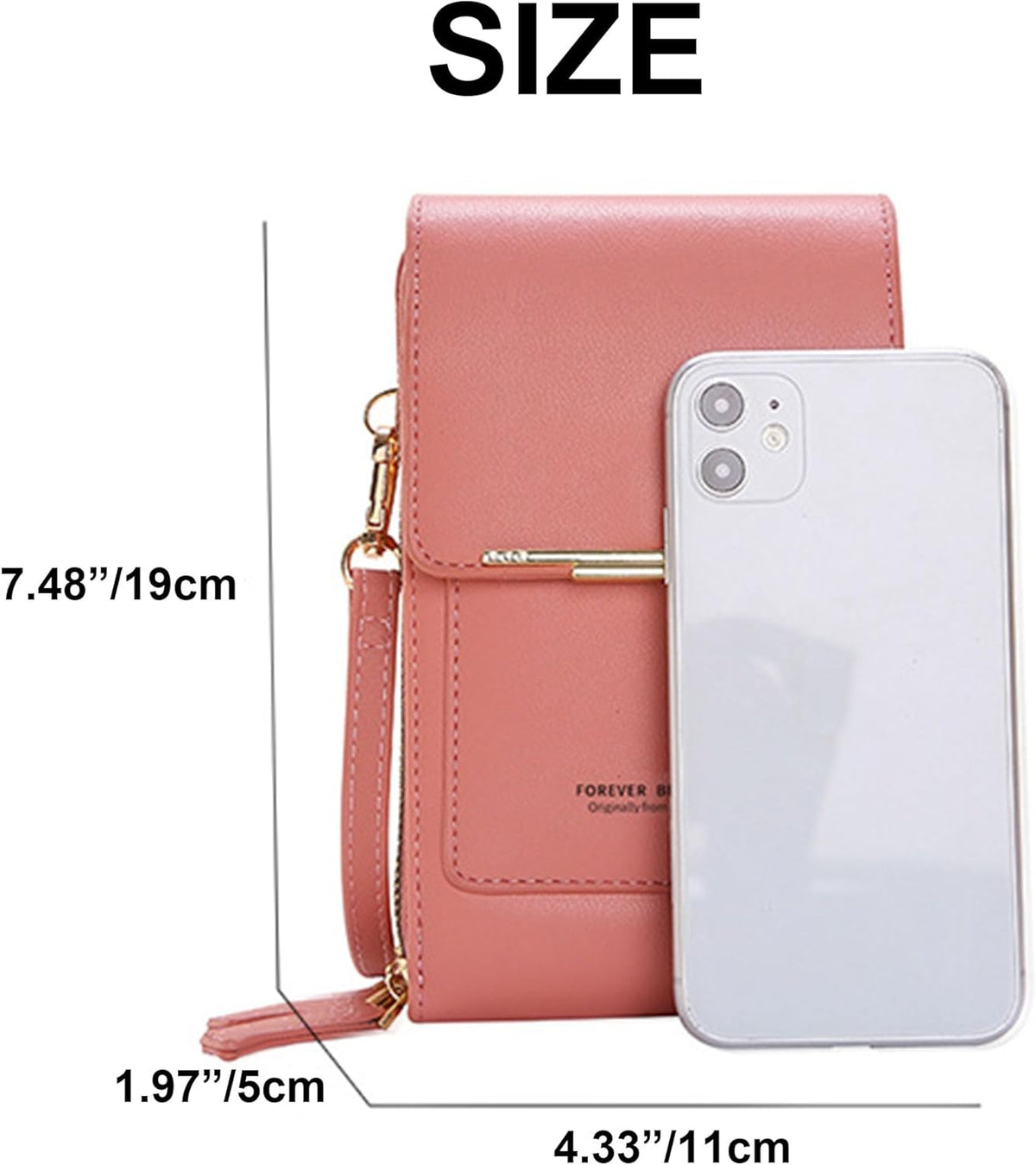 Touch Screen Phone Crossbody Bag, Anti Theft Leather Phone Purse, Adjustable Shoulder Straps Waterproof PU Wallet